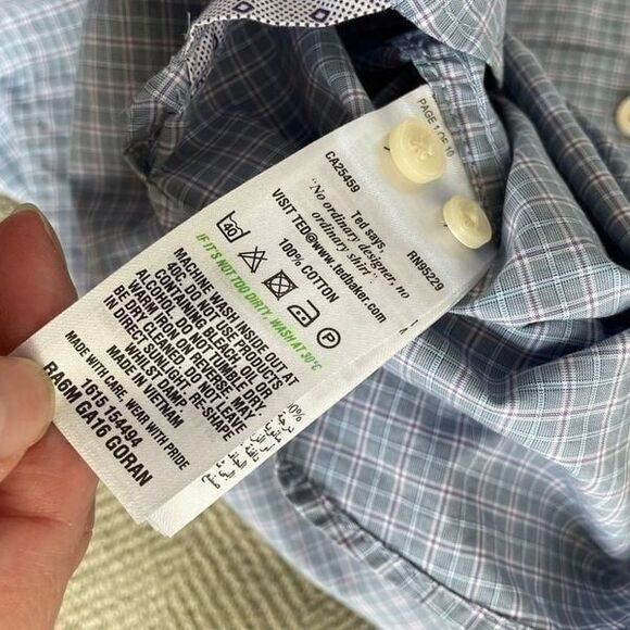 Ted Baker Button Up Plaid Dress Shirt 16 32/33 - Picture 5 of 10